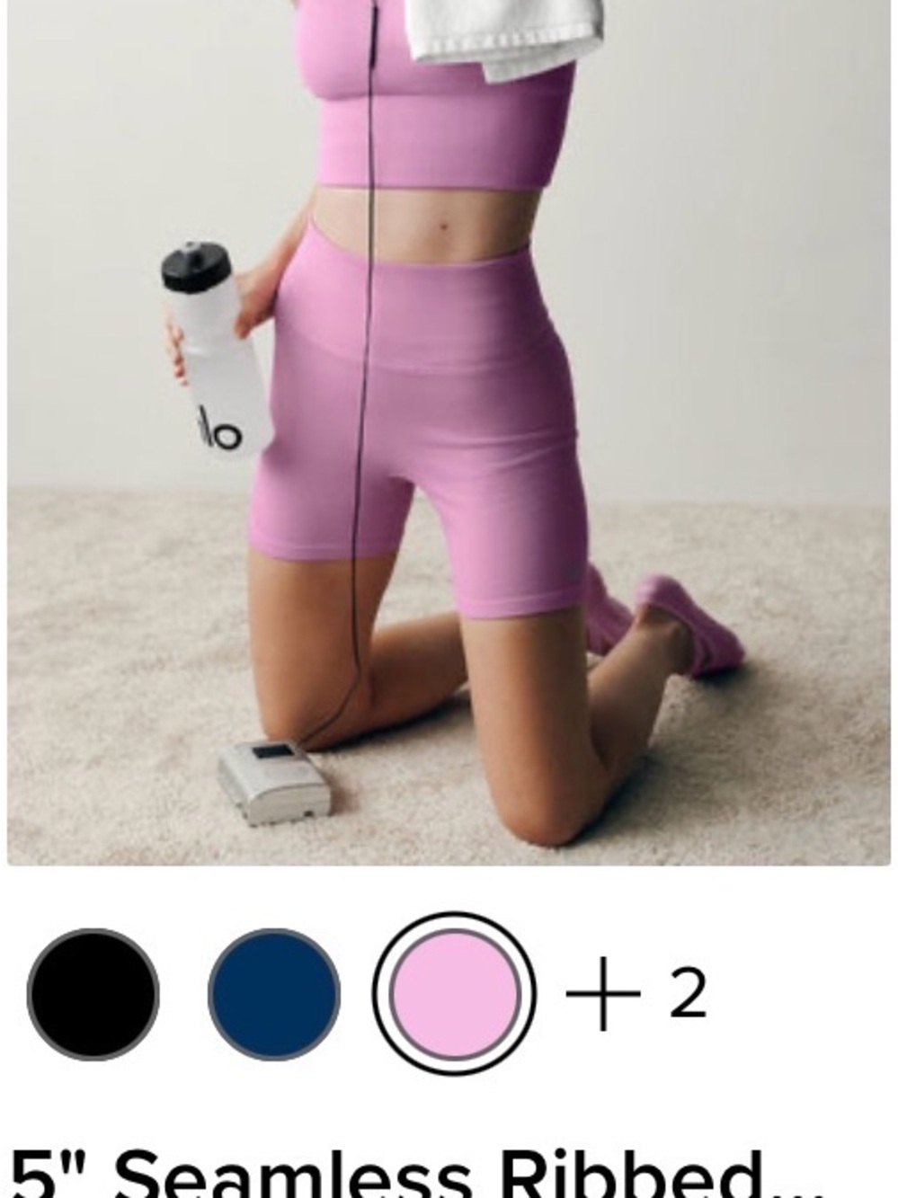 ALO Yoga Seamless Ribbed Favorite short candy heart pink